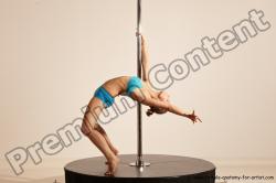 Underwear Gymnastic poses Woman White Moving poses Slim long blond Dynamic poses Academic